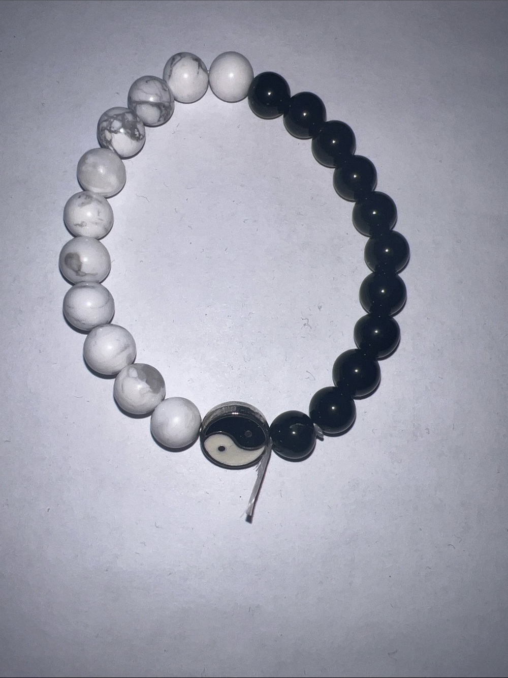 Yin Yang obsidian & howlite 8mm Beaded Stretch Bracelet